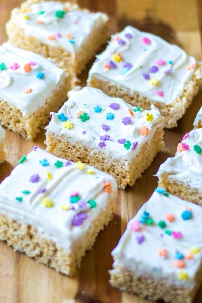 Frosted Rice Krispie Treats | A Wicked Whisk