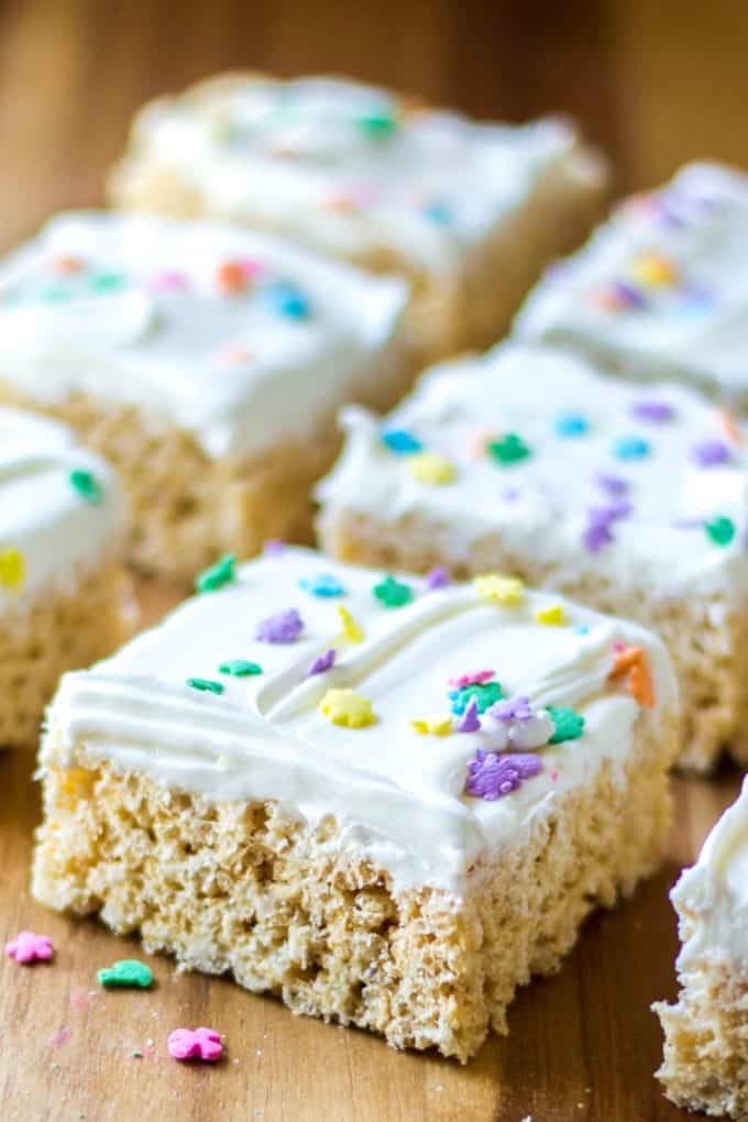 Frosted Rice Krispie Treats | A Wicked Whisk
