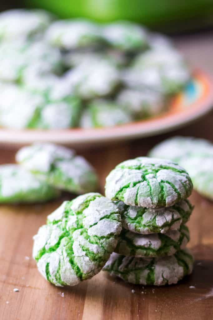 Shamrock Green Crinkle Cookies - A Wicked Whisk