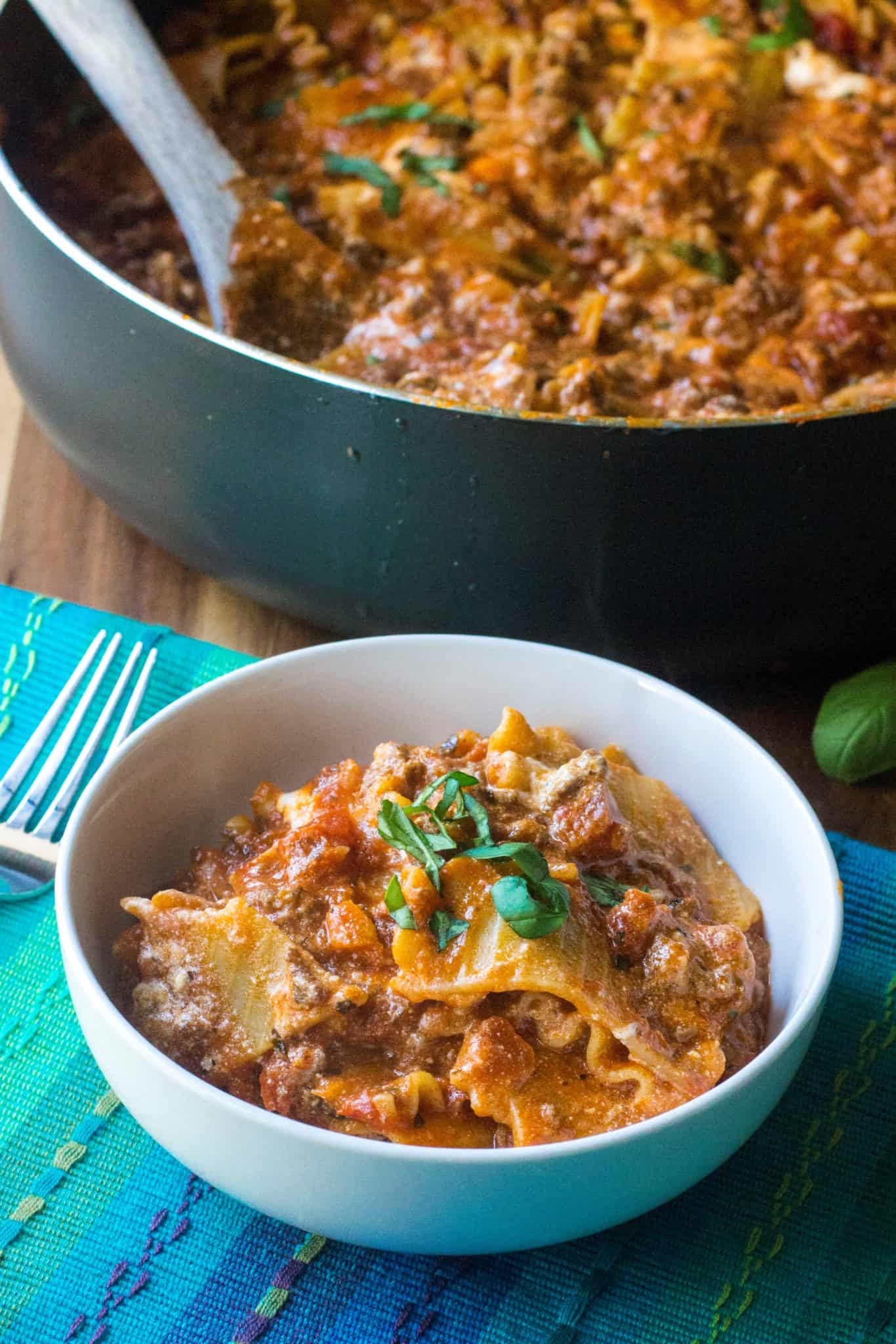 One Pot Lasagna Skillet | A Wicked Whisk