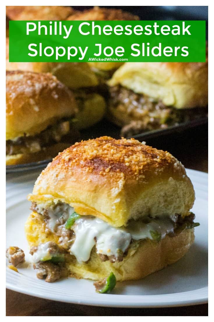 Philly Cheesesteak Sloppy Joes Sliders | A Wicked Whisk