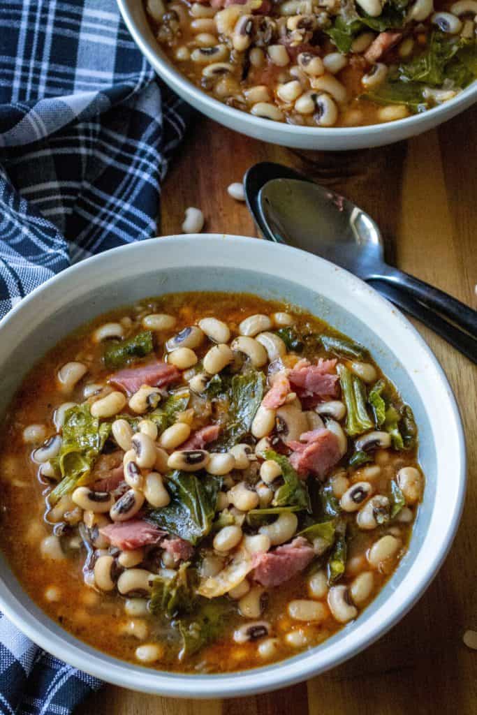 Slow Cooker Black Eyed Peas and Collard Greens | A Wicked Whisk