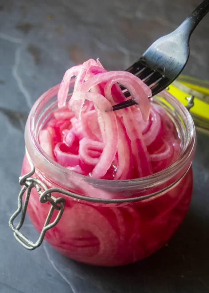 Quick and Easy Pickled Red Onions | A Wicked Whisk